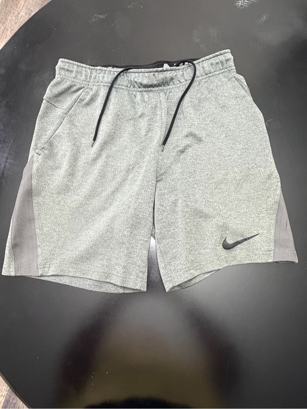 Nike Men’s Heather Gray Athletic Shorts with Black Swoosh